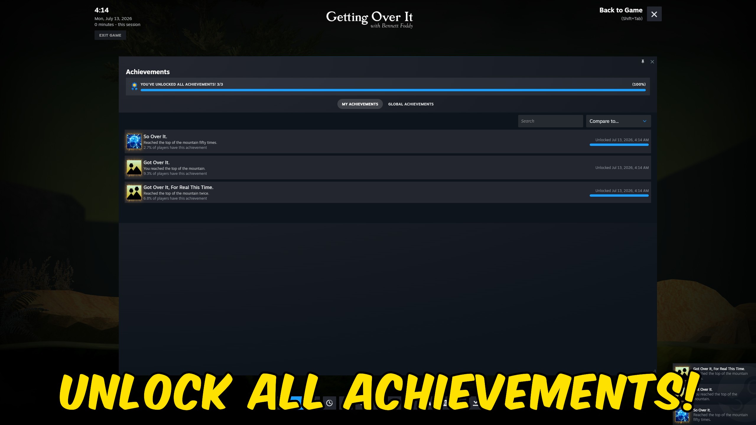 Getting Over It with Bennett Foddy — Achievement Unlocker (screenshot 2)